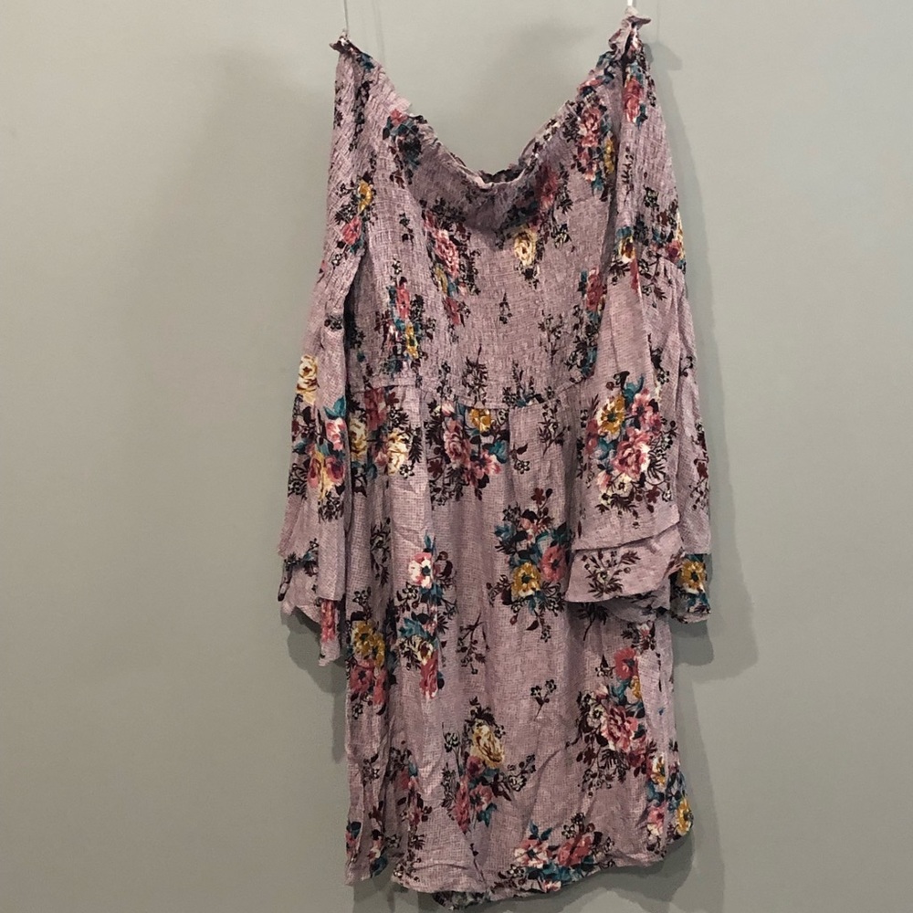 Blue Rair Off Shoulder Dress - Picture 2 of 4